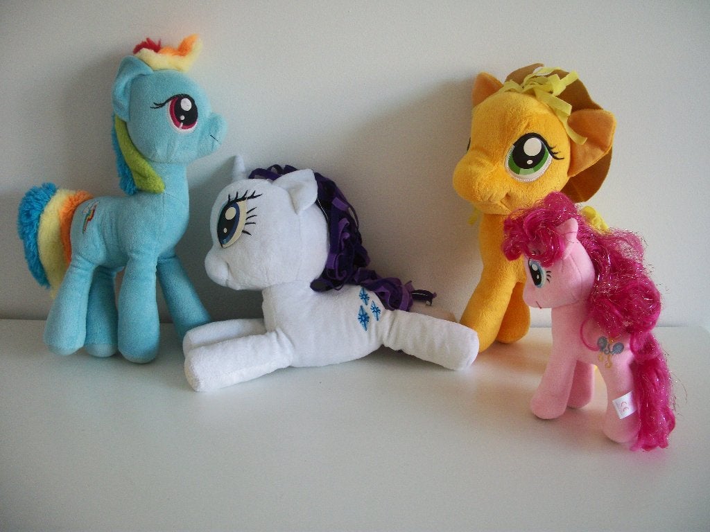 2 My Little Pony Knuffels Wit Paars Rose - zgan - per stuk, Ophalen of Verzenden, Zo goed als nieuw