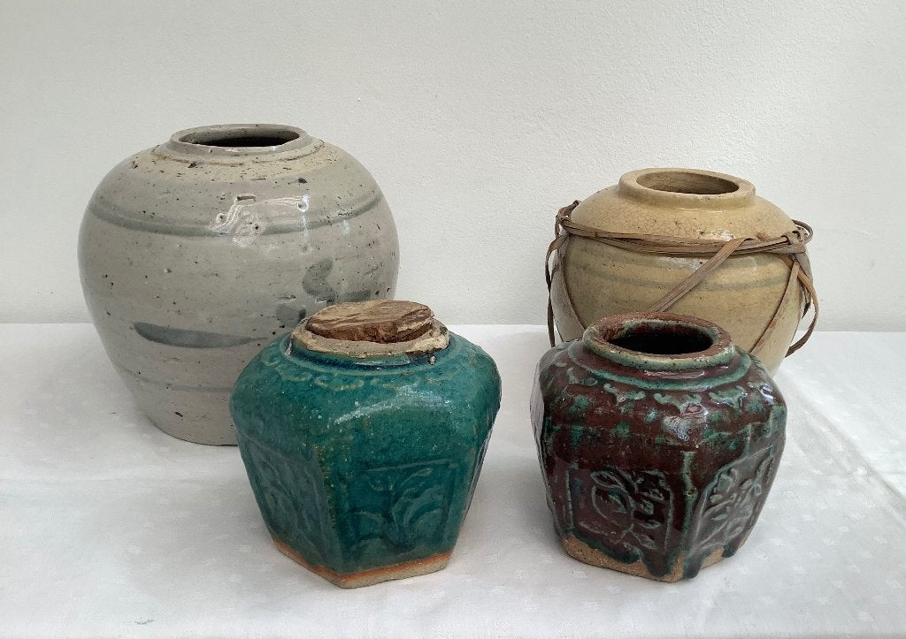 4 Antieke Chinese gemberpotten, Ophalen of Verzenden