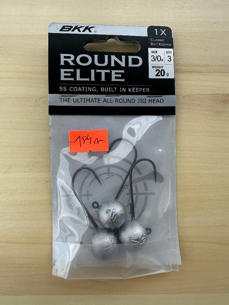 BKK Round Elite Jig Head 20g 3/0 – 3 stuks Nieuw.   (184), Ophalen of Verzenden, Nieuw, Haak