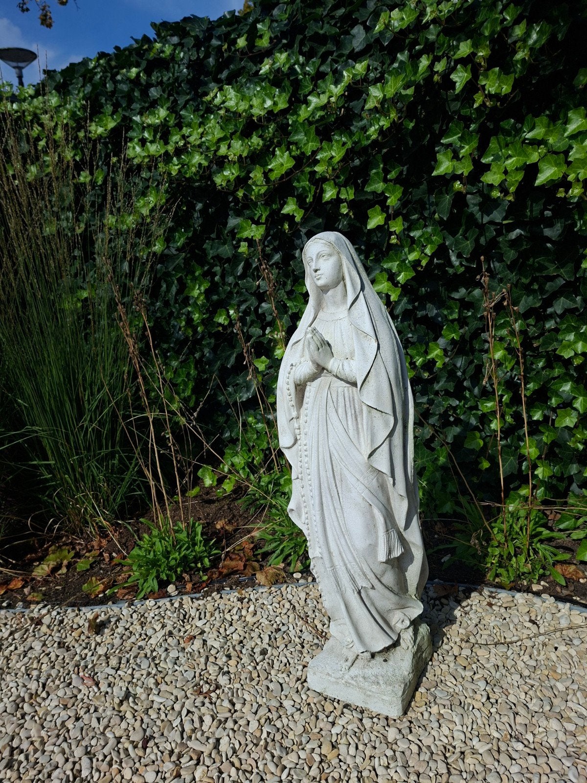 Groot Mariabeeld Madonna van Lourdes – 80 cm – zwaar steen, Ophalen, Gebruikt