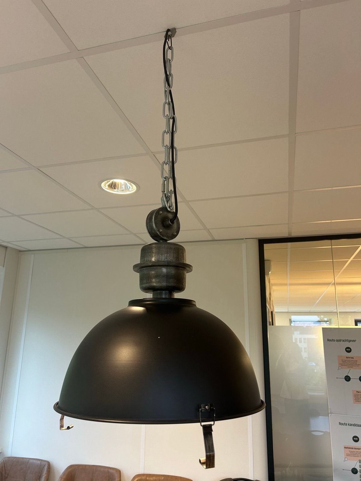 Set van 6 Industriële Hanglampen - Zwart Metaal