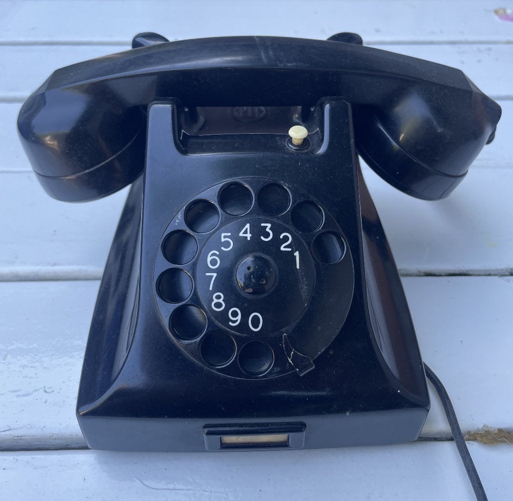 Telefoon bakeliet jaren '50, Ophalen of Verzenden, Gebruikt, Met draaischijf