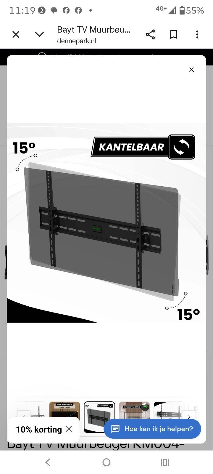 Bayt TV Muurbeugel Kantelbaar 40-80 inch 45kg, Ophalen of Verzenden, Nieuw