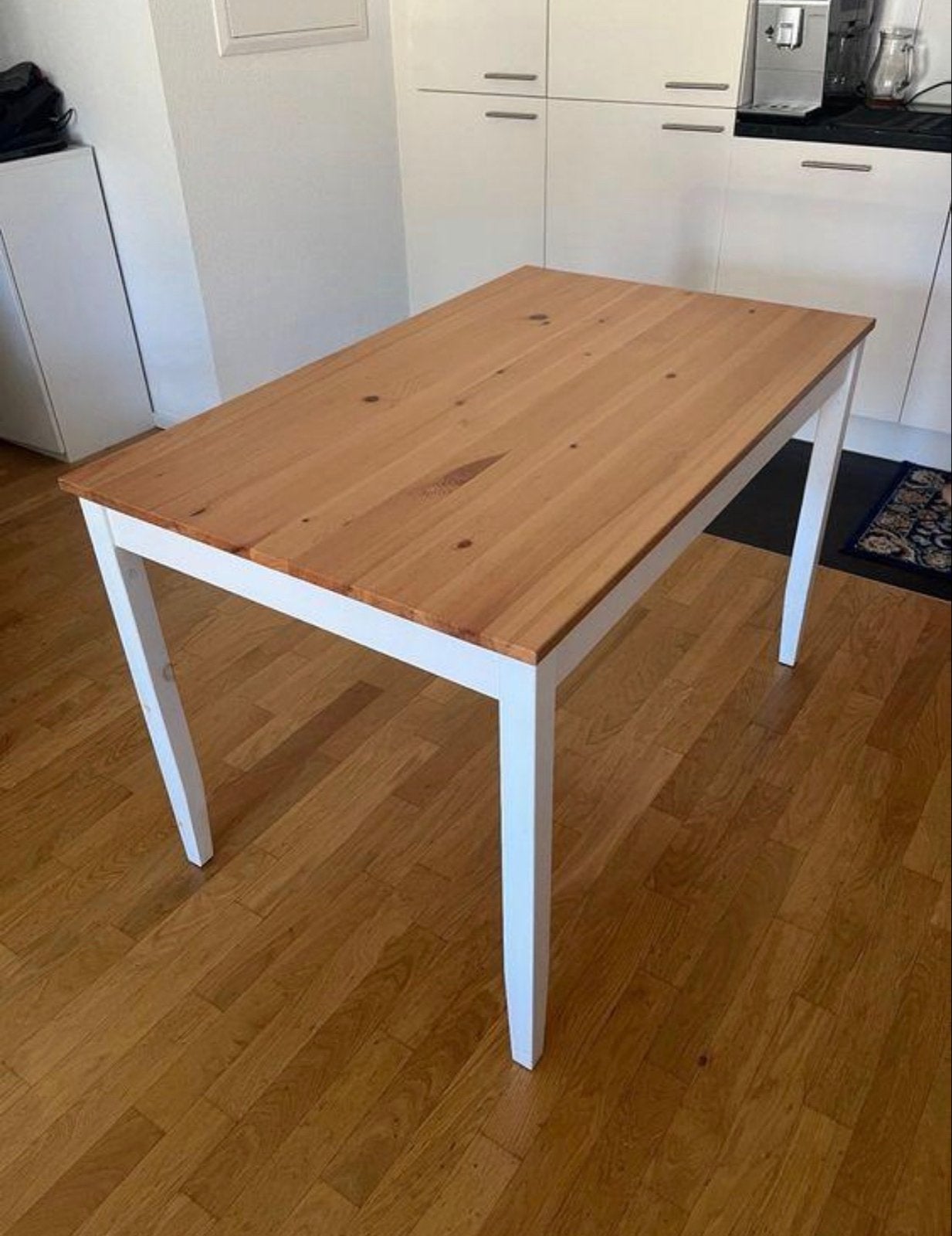 IKEA Lerhamn eettafel - grenenhout en wit, Ophalen, Gebruikt, 100 tot 150 cm, 50 tot 100 cm
