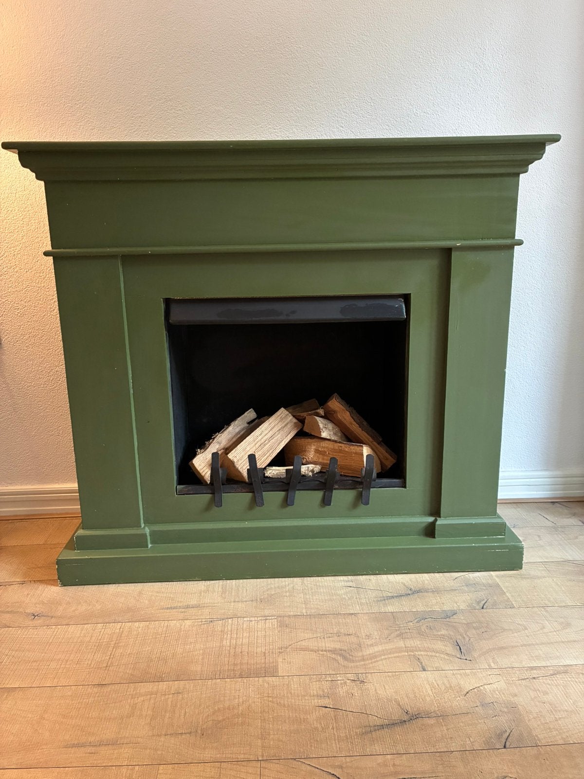 Decoratieve houten schouw donkergroen, Ophalen, Gebruikt, Vrijstaande haard, Overige soorten