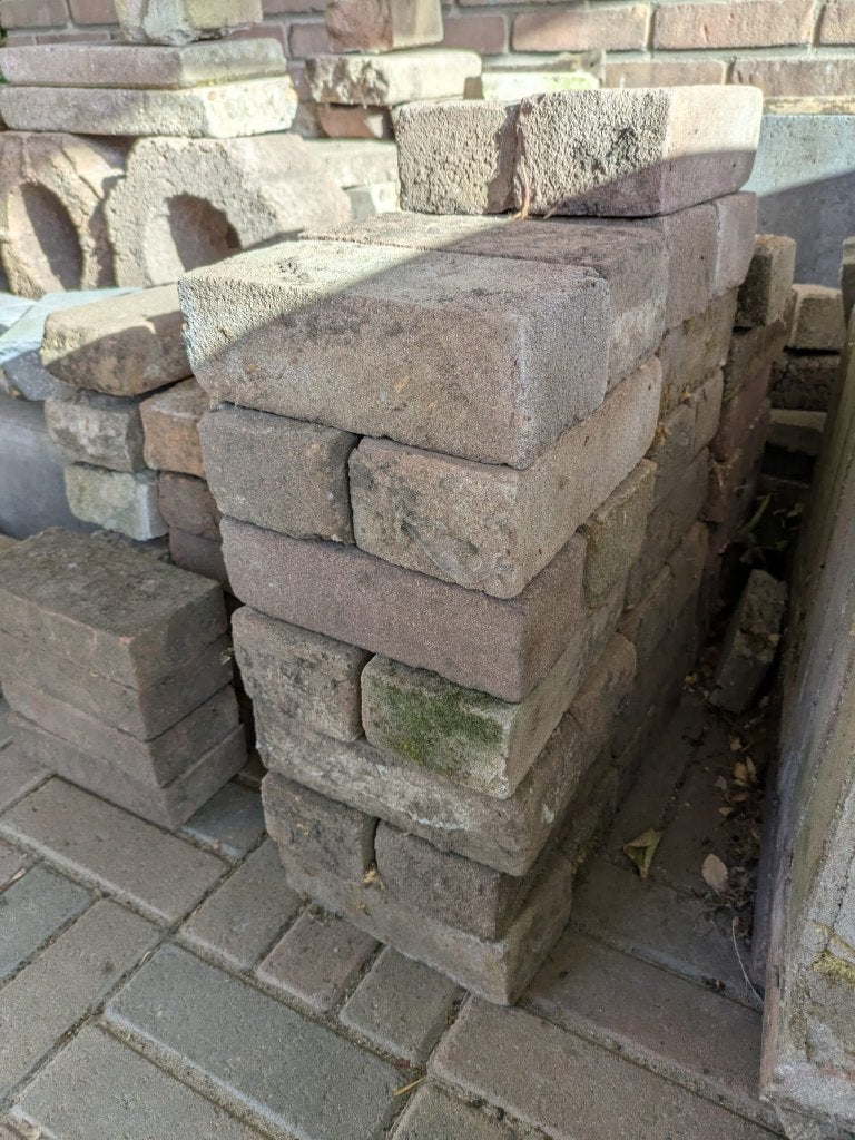 32 dikformaat gebakken klinkers  20x9x6.5, Ophalen, Gebruikt, Keramiek, Klinkers