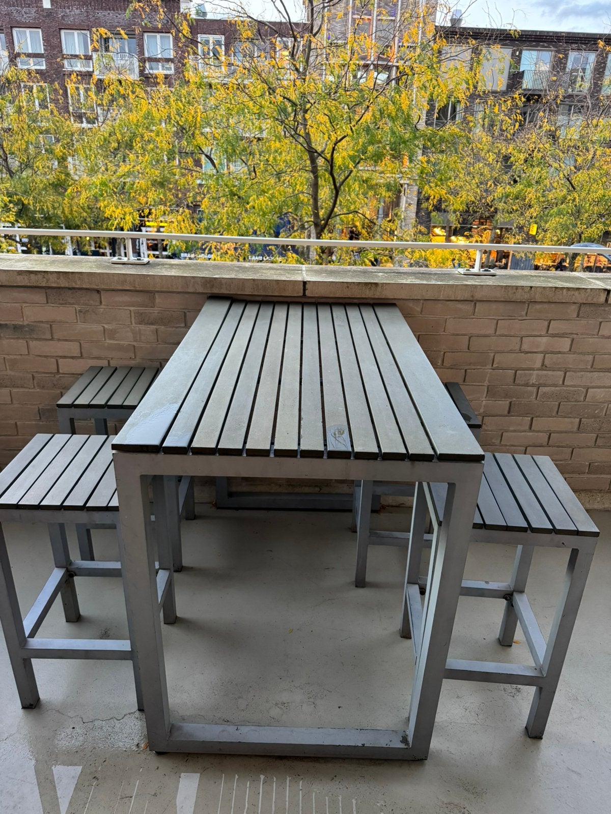 Tuinset hoge tafel met barkrukken, Tuin en Terras, Ophalen, Zo goed als nieuw