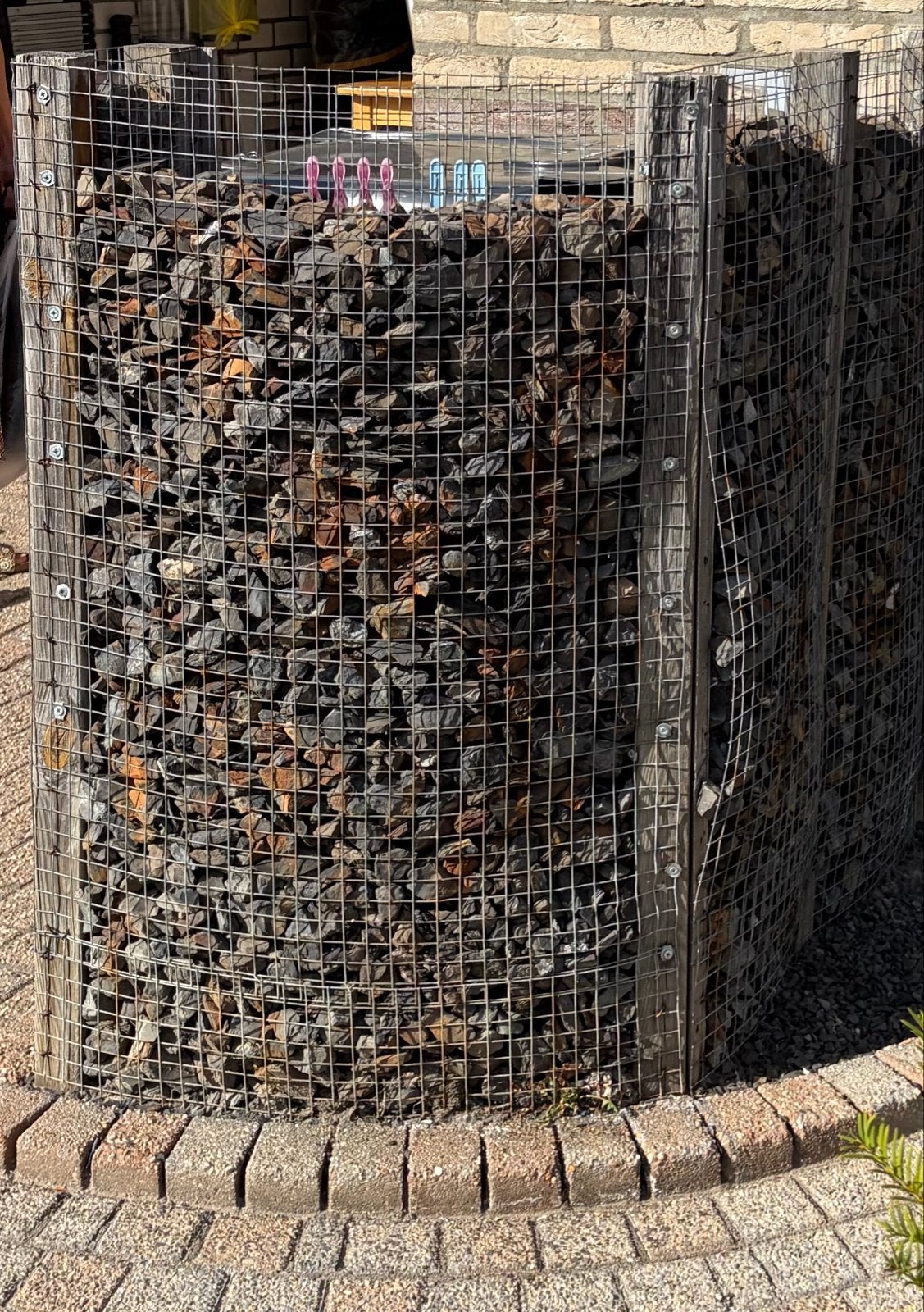 Gabion hekwerk met stenen - ideaal voor afvalbakken, Ophalen, Gebruikt, IJzer, Gaashekwerk