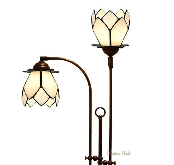 Vloerlamp met 2 Tiffany Kappen White Lotus, Ophalen, Glas, Nieuw, Tiffany