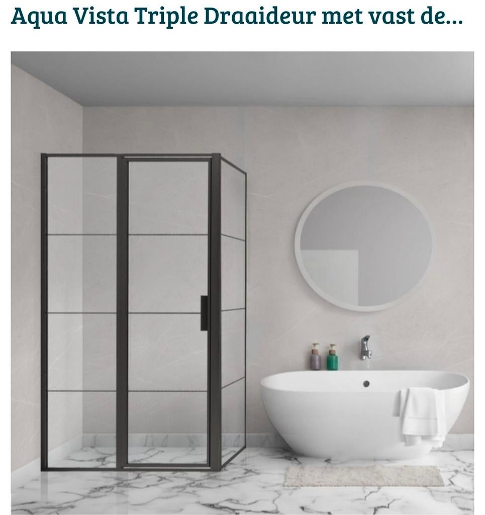 Zwarte industriële douchewand voor nis 90x200cm, Ophalen of Verzenden