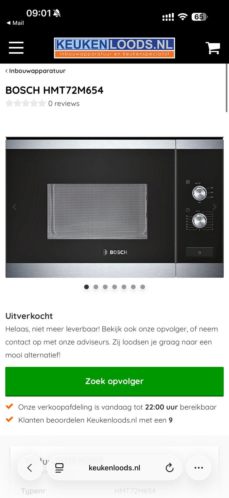 Bosch HMT75M651 RVS inbouwmagnetron 800W, Gebruikt, 60 cm of meer, Ophalen of Verzenden, Magnetron