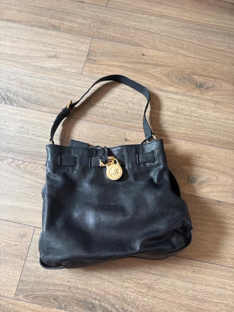 Michael Kors Hamilton tas - Zwart leer, goede staat, Ophalen, Zo goed als nieuw, Zwart, Handtas