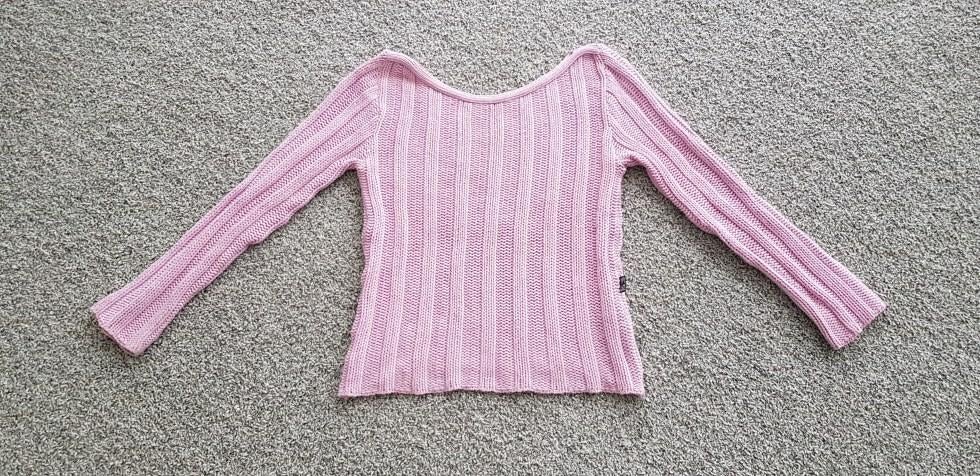 Katoenen Roze gebreide trui met boothals, Maat 38/40 (M), Y London, Ophalen of Verzenden, Zo goed als nieuw