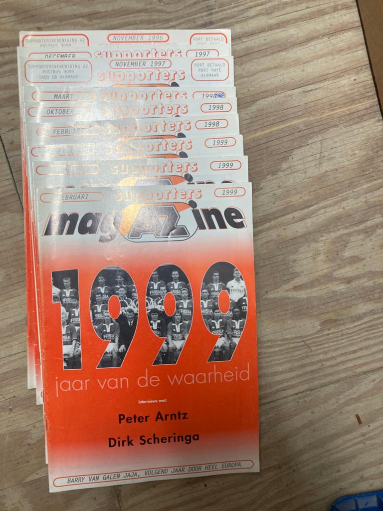 9 AZ SUPPORTERS MAGAZINES PERIODE 96-99, Ophalen of Verzenden, Zo goed als nieuw, AZ, Overige typen