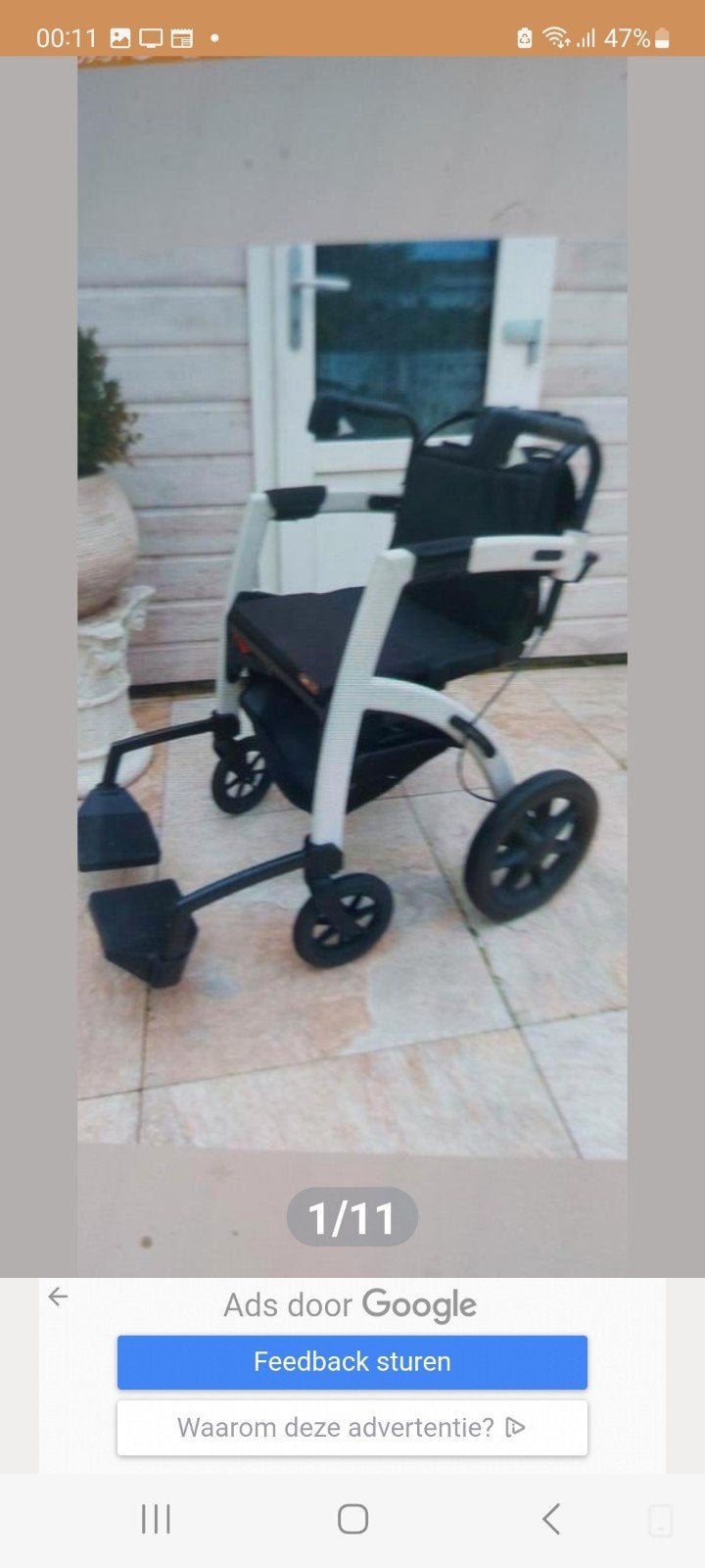 rollz motion of ijsblauw rollator rolstoel, Ophalen of Verzenden, Zo goed als nieuw, Duwrolstoel