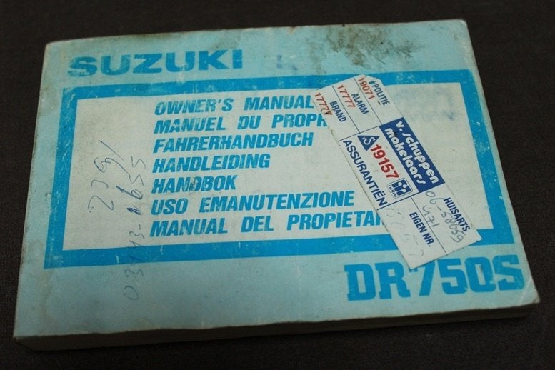 Suzuki DR750 S 1988 motorfiets handleiding owner's manual, Ophalen of Verzenden, Suzuki