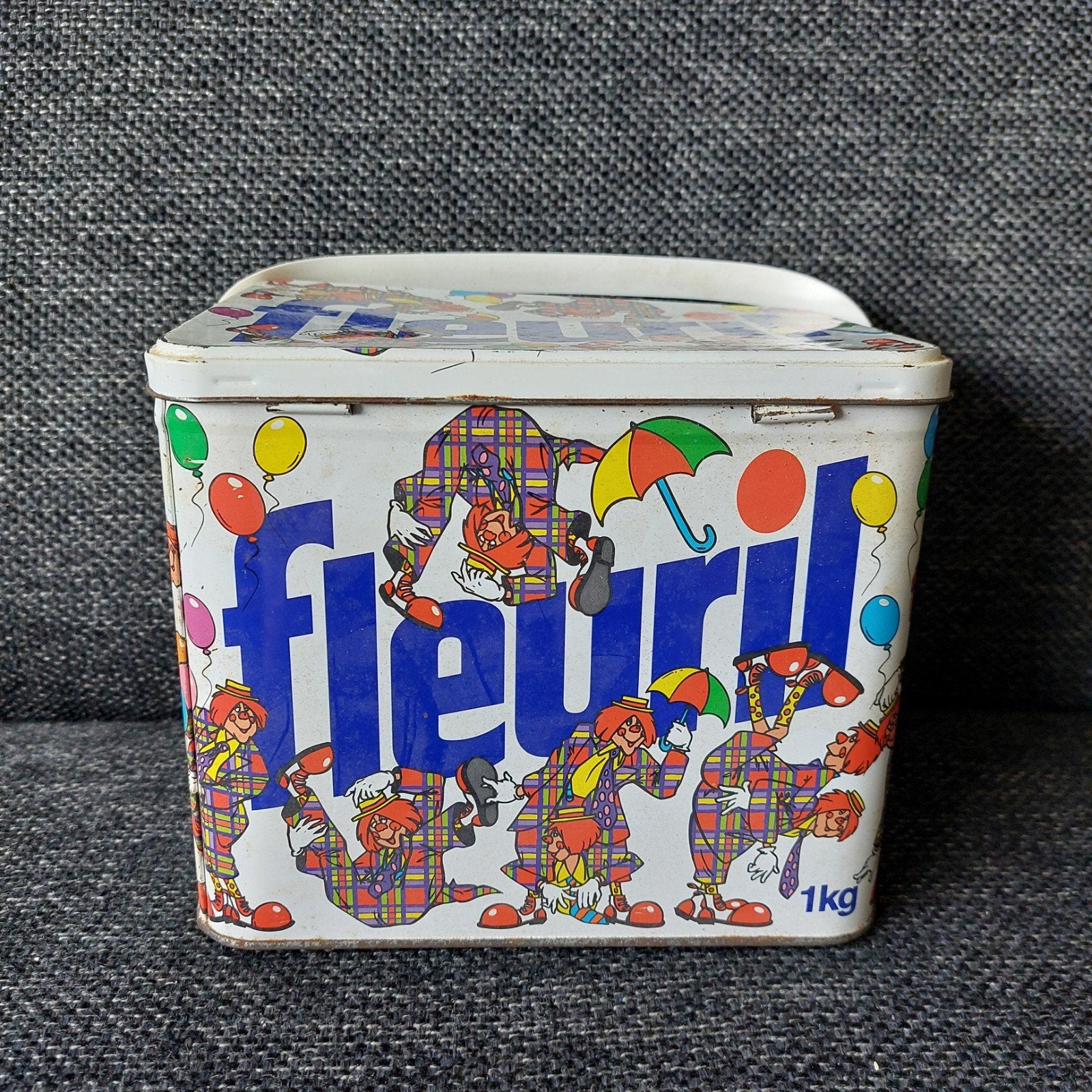 Vintage Fleuril blik - Clowns en ballonnen (1kg), Ophalen of Verzenden, Gebruikt, Overige, Overige merken