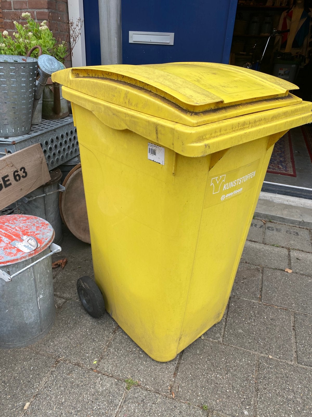 Kunststof rolcontainer geel AFVALCONTAINER, Ophalen, Kunststof, Gebruikt, 40 liter of meer