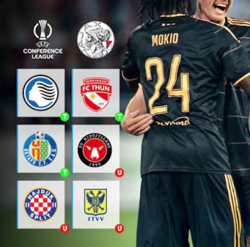 2x pass partout Ajax confrence league boven F-side