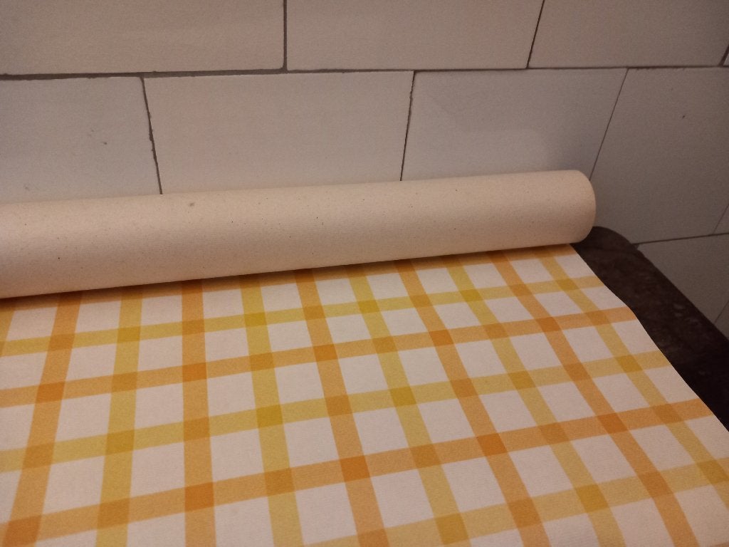 vintage dik behangpapier, kastpapier jaren 50 ruit volle rol, Ophalen, Geel