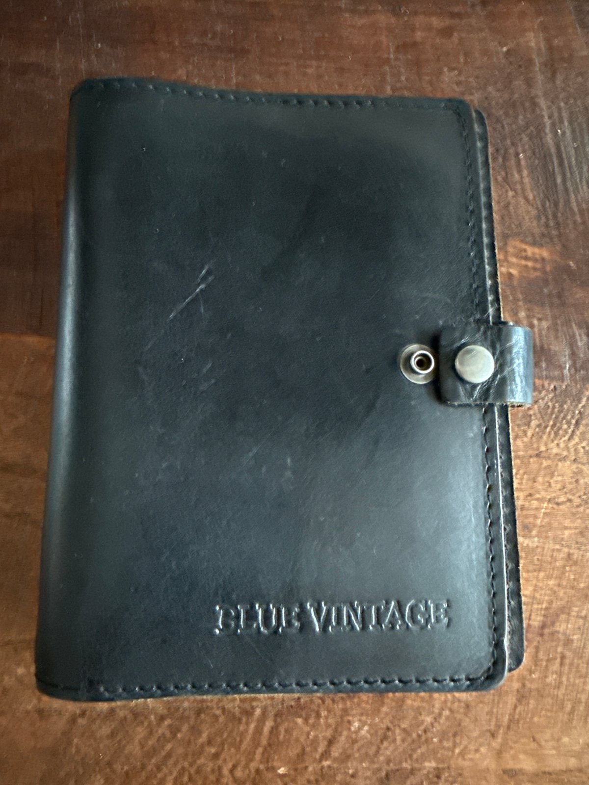 Zwarte, leren Blue Vintage (succes) agenda, Ophalen of Verzenden, Gebruikt