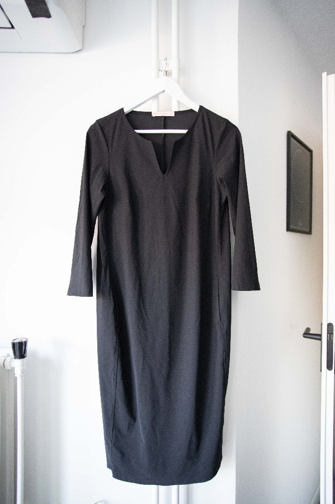 Zwarte travelstof jurk Studio Anneloes maat M, Kleding | Dames, Maat 38/40 (M), Studio Anneloes, Zwart, Ophalen of Verzenden