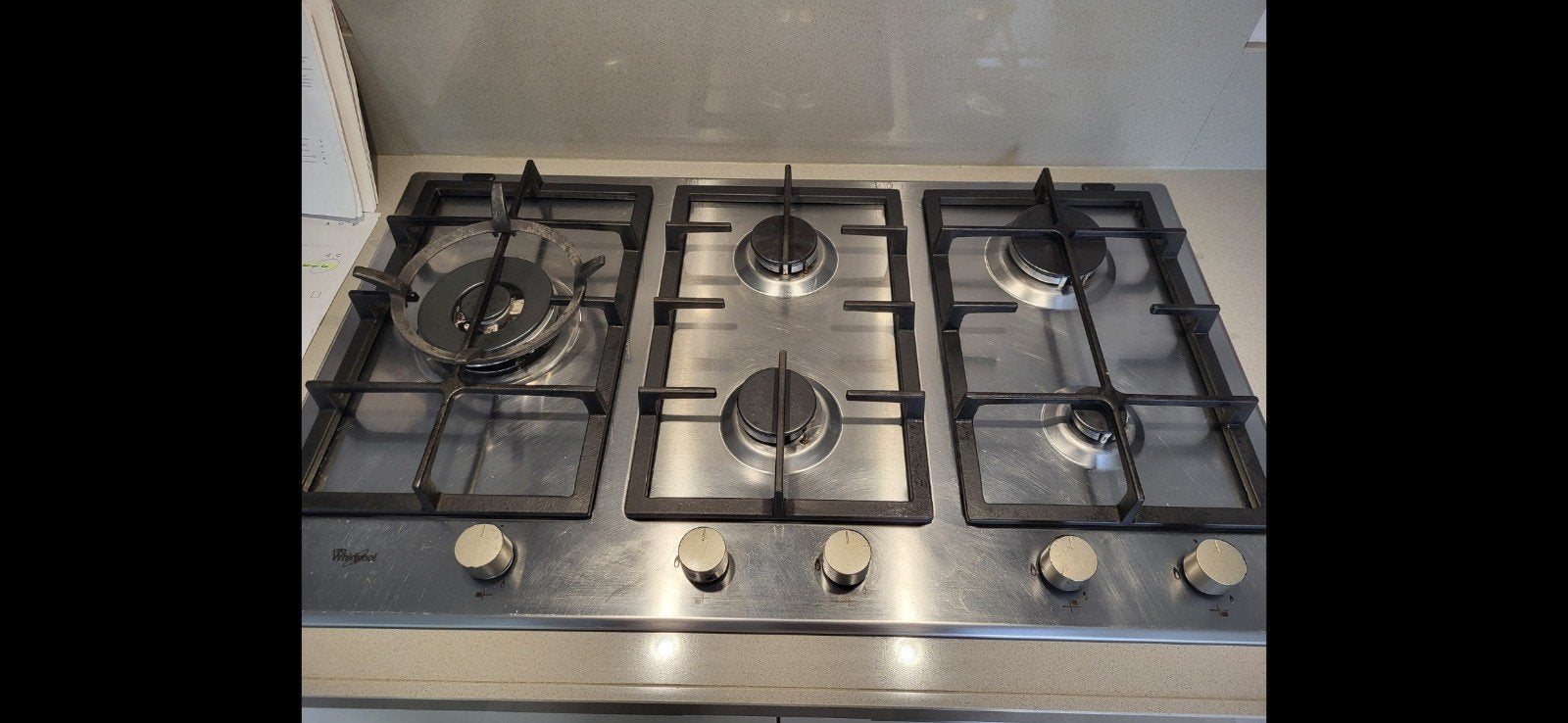 Whirlpool Gasfornuis Inbouw - 5 Kookzones - RVS, Witgoed en Apparatuur, Kookplaten, Zo goed als nieuw, Inbouw, Gas, 5 kookzones of meer