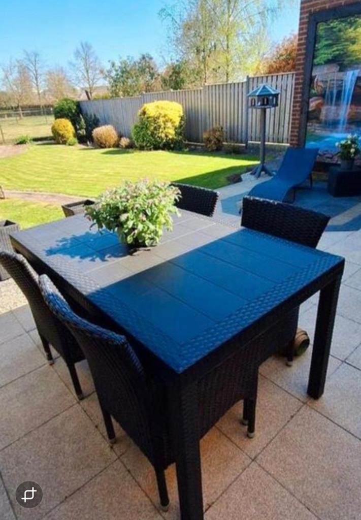 Tuinset tuintafel met 4 tuinstoelen, Tuin en Terras, Tuinsets en Loungesets, Ophalen, Zo goed als nieuw, Kunststof