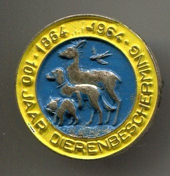 100 Jaar dierenbescherming 1864-1964 broche ( N_038), Verzenden, Zo goed als nieuw, Transport, Speldje of Pin