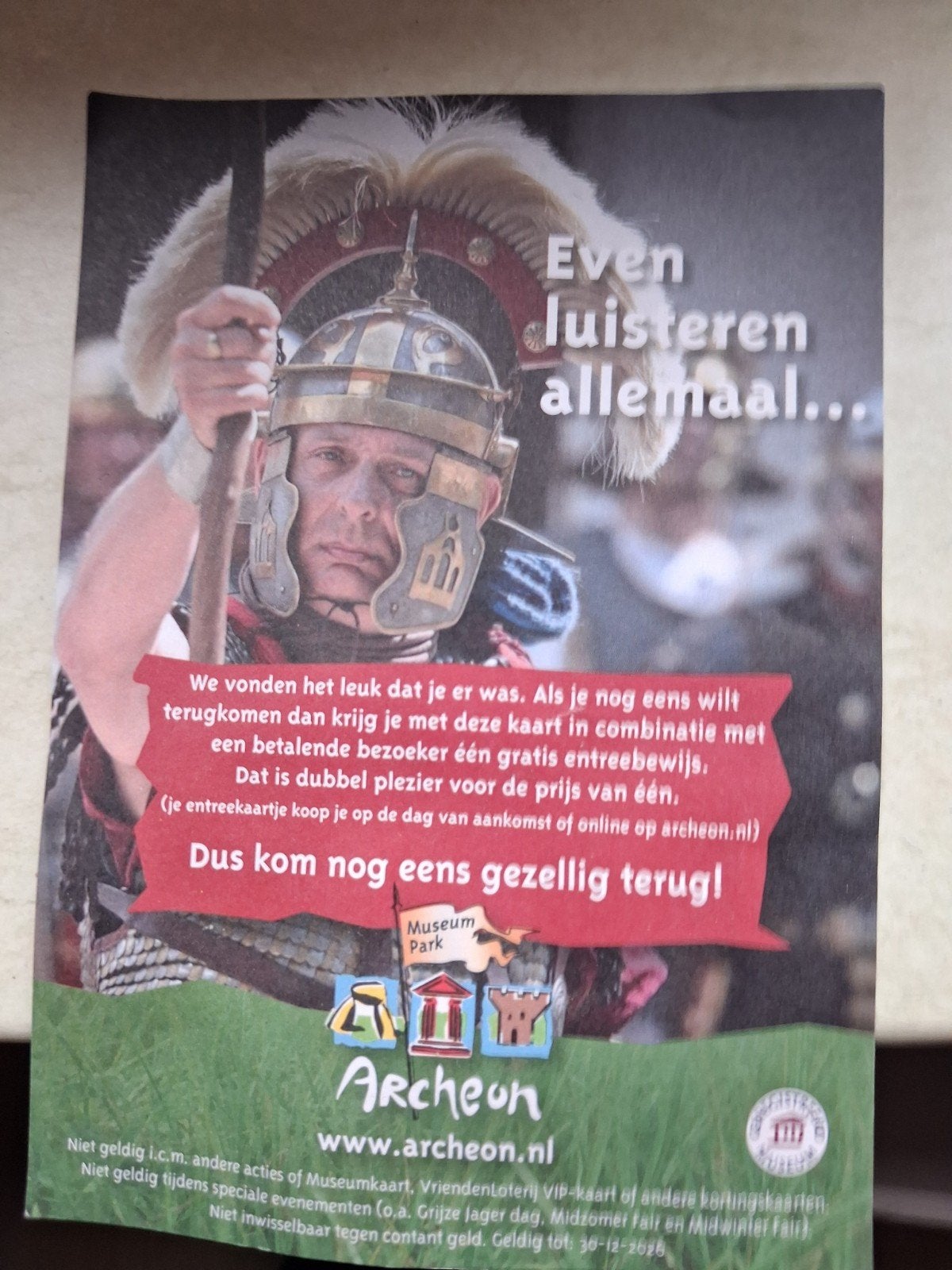 Archeon 1x gratis entree bij betalende klant, Eén persoon