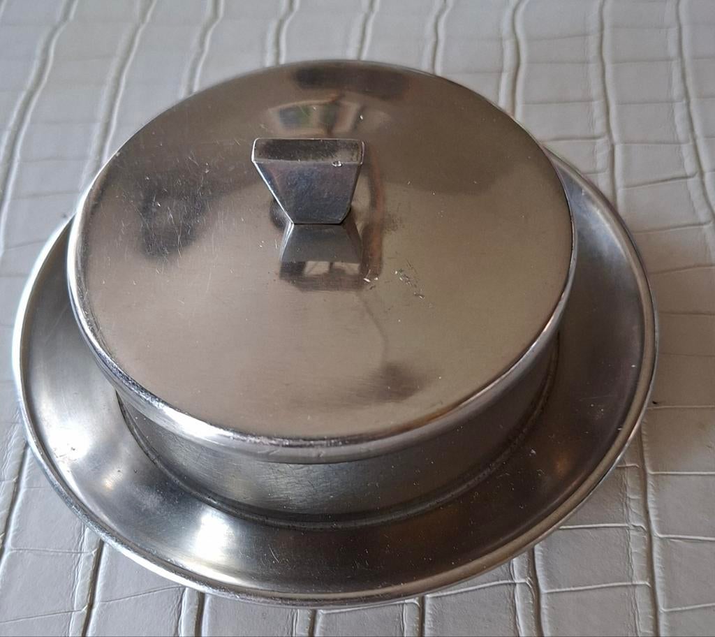 Gero Zilmeta botervlootje met deksel, Zilver, Ophalen of Verzenden, Metaal, Overige merken