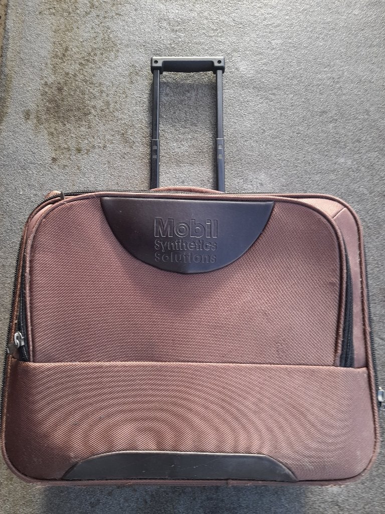 Roodbruin Trolley tas met vakken, Ophalen, Gebruikt, Bruin, Trolleytas