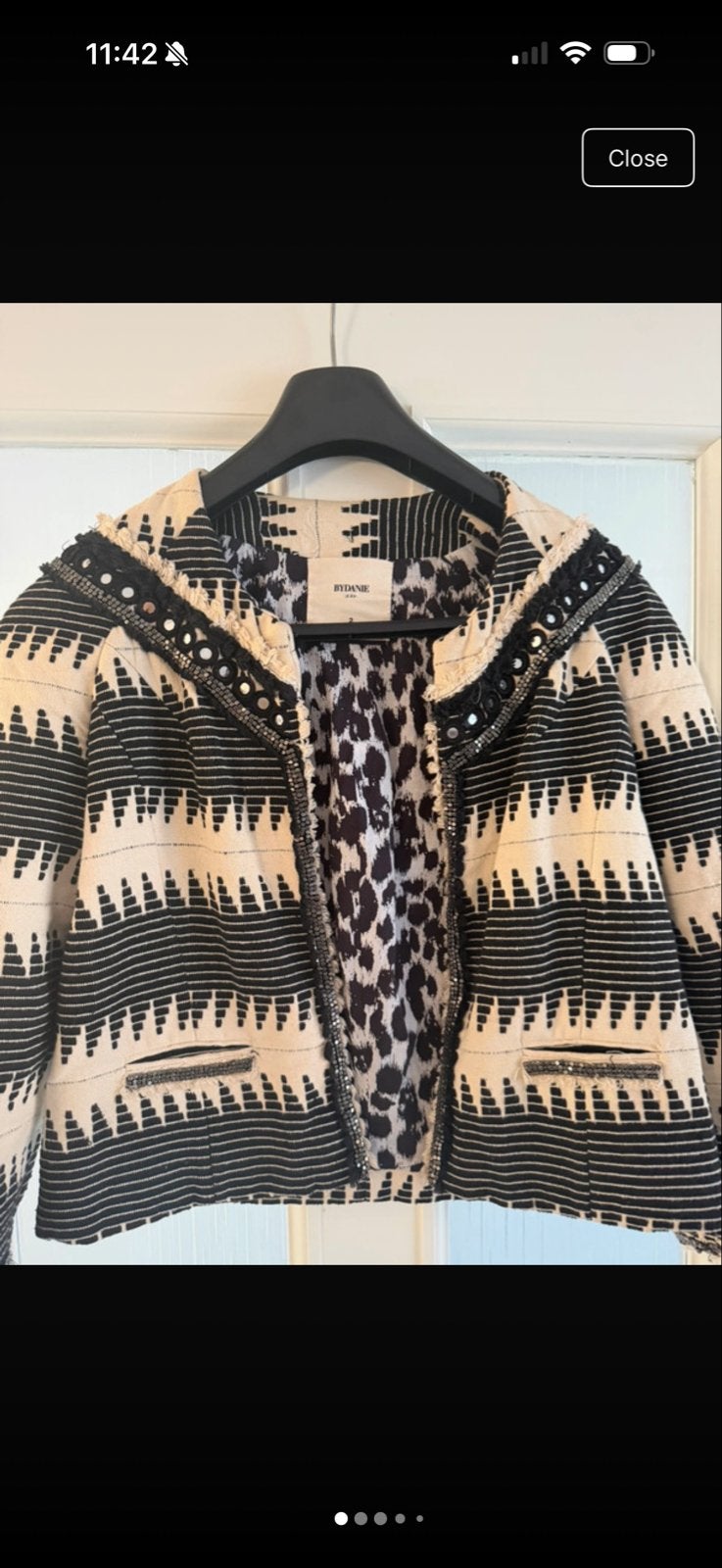 BYDANIE Zwart-wit Jasje met Luipaardprint Voering, Ophalen of Verzenden, Zo goed als nieuw, Maat 36 (S), Zwart