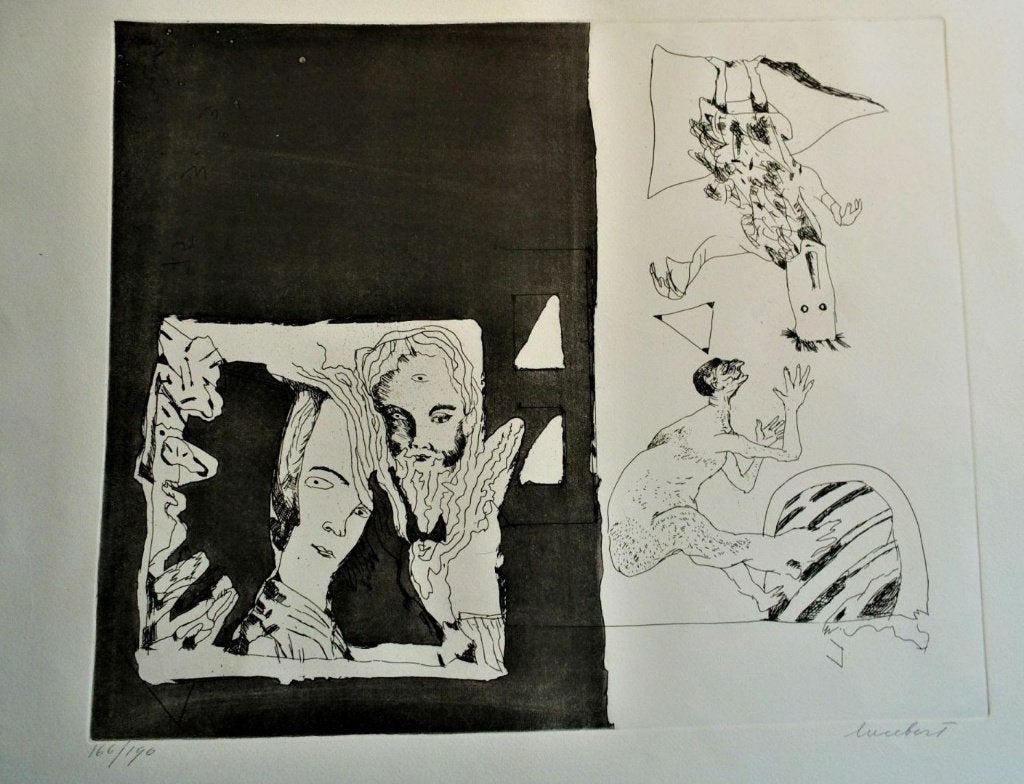 Lucebert L J Swaanswijk(1924)Ets "Het derde gezicht" Ges Gen, Antiek en Kunst, Dagelijks leven, 50 cm, Genummerd, 1950 - 1999