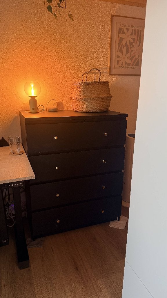 Zwarte ikea malm kast, Ophalen, Gebruikt, 50 tot 100 cm, 3 of 4 laden