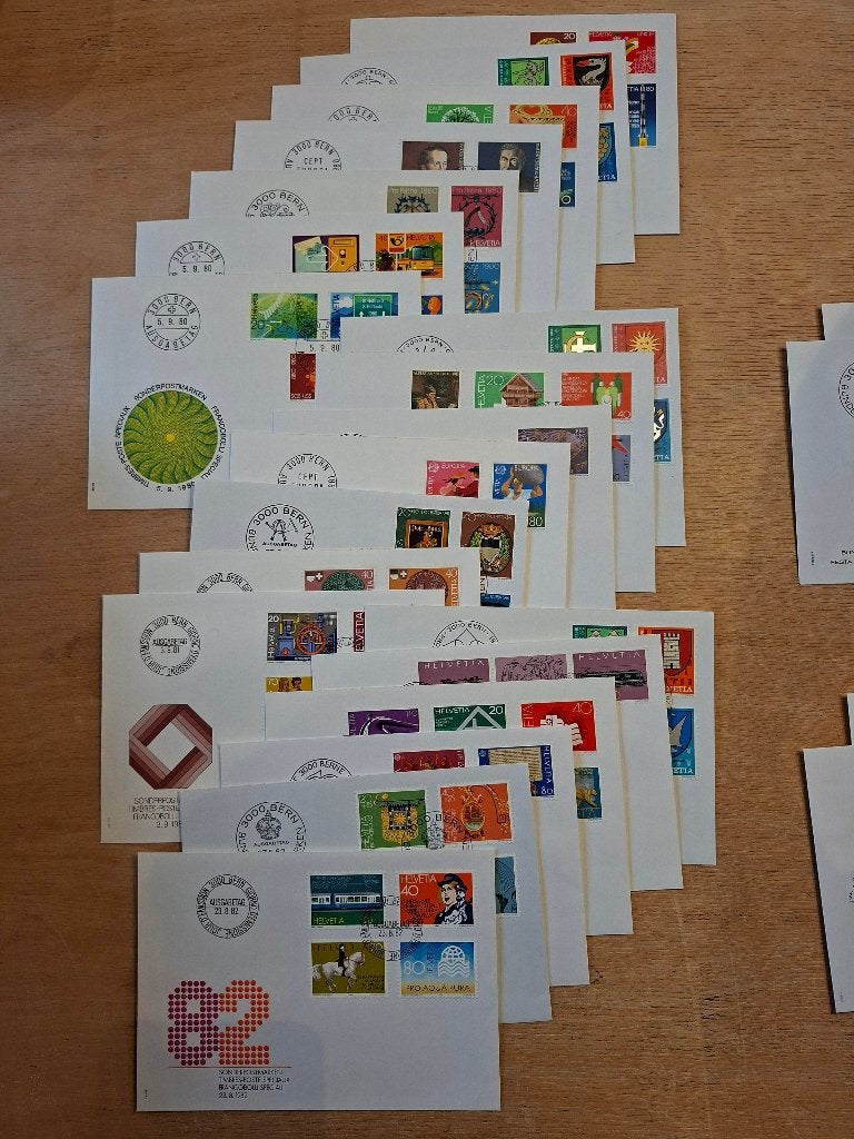 112 FDC's Zwitserland, Postzegels en Munten, Ophalen of Verzenden, Gestempeld