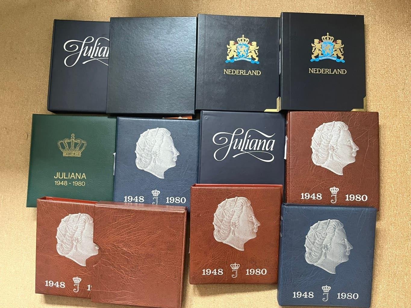 JULIANA 10 COMPLETE ALBUMS MET ALLE MUNTEN EN ZILVER, Postzegels en Munten, Munten | Nederland, Ophalen, Koningin Juliana, Setje