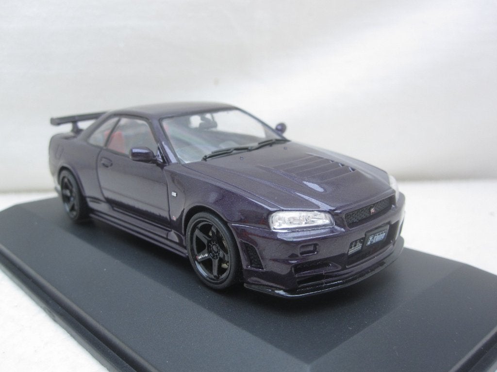 Nissan Skyline R34 GTR Z-tune 1999 donker paars 1:43 Solido, Hobby en Vrije tijd, Ophalen of Verzenden, Nieuw, Auto, Solido