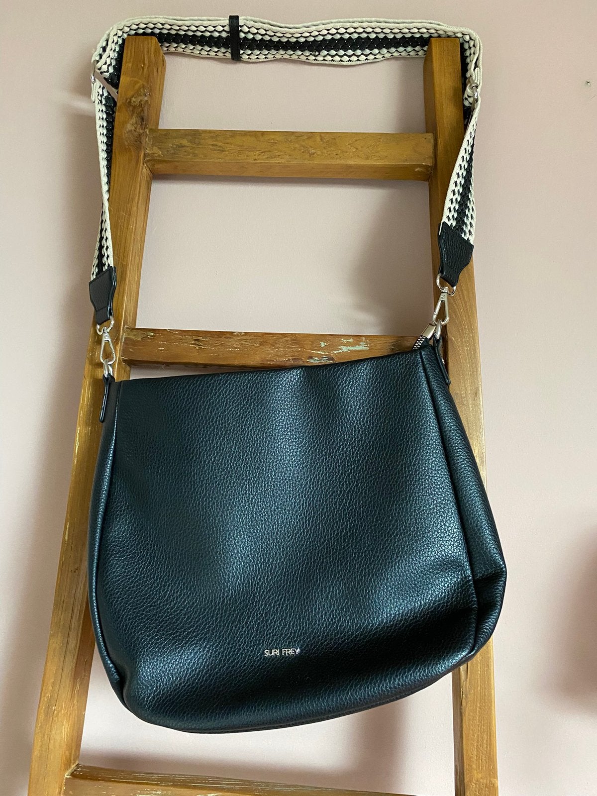 Zwarte leren tas, Ophalen of Verzenden, Zo goed als nieuw, Zwart, Handtas