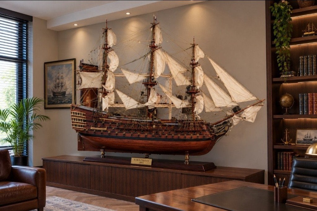 Prachtig groot modelschip H.M.S. Victory 1805 (190 cm !!!), Ophalen, Zo goed als nieuw