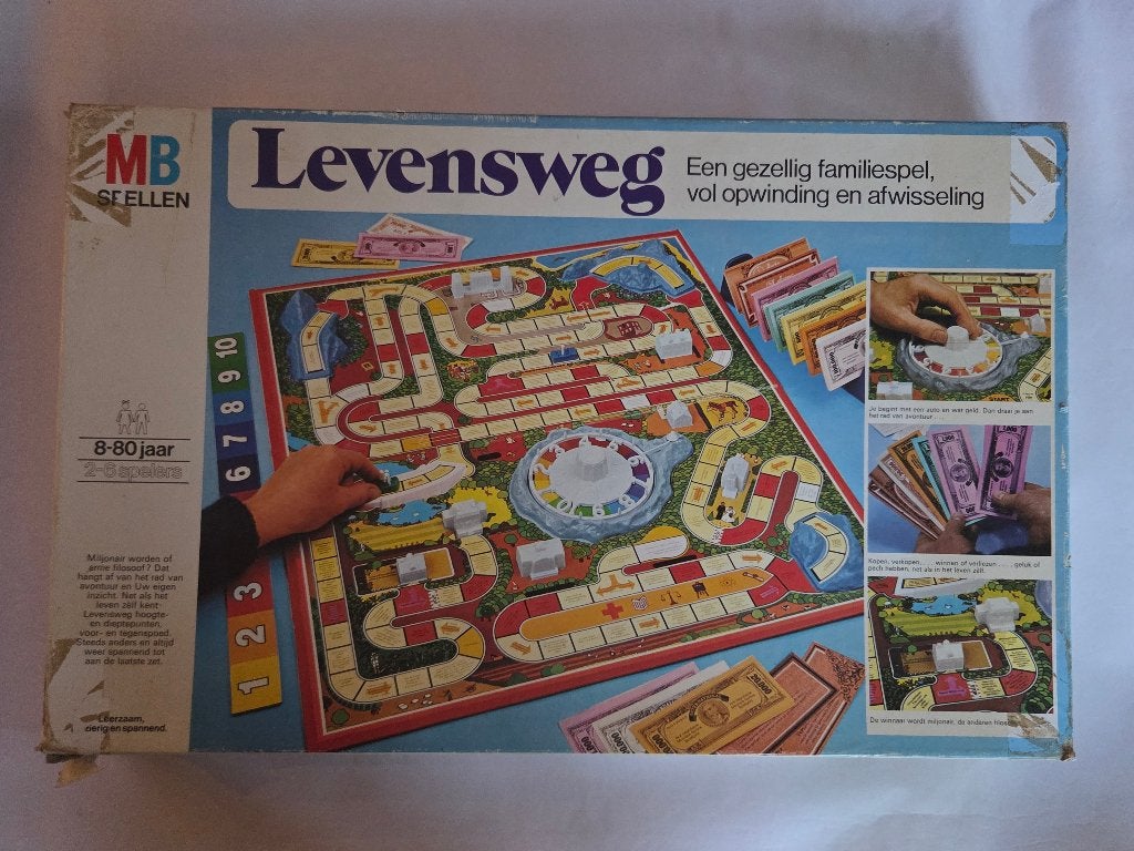 Klassiek Vintage Bordspel - Levensweg - 1984, Een of twee spelers, Ophalen of Verzenden, Gebruikt