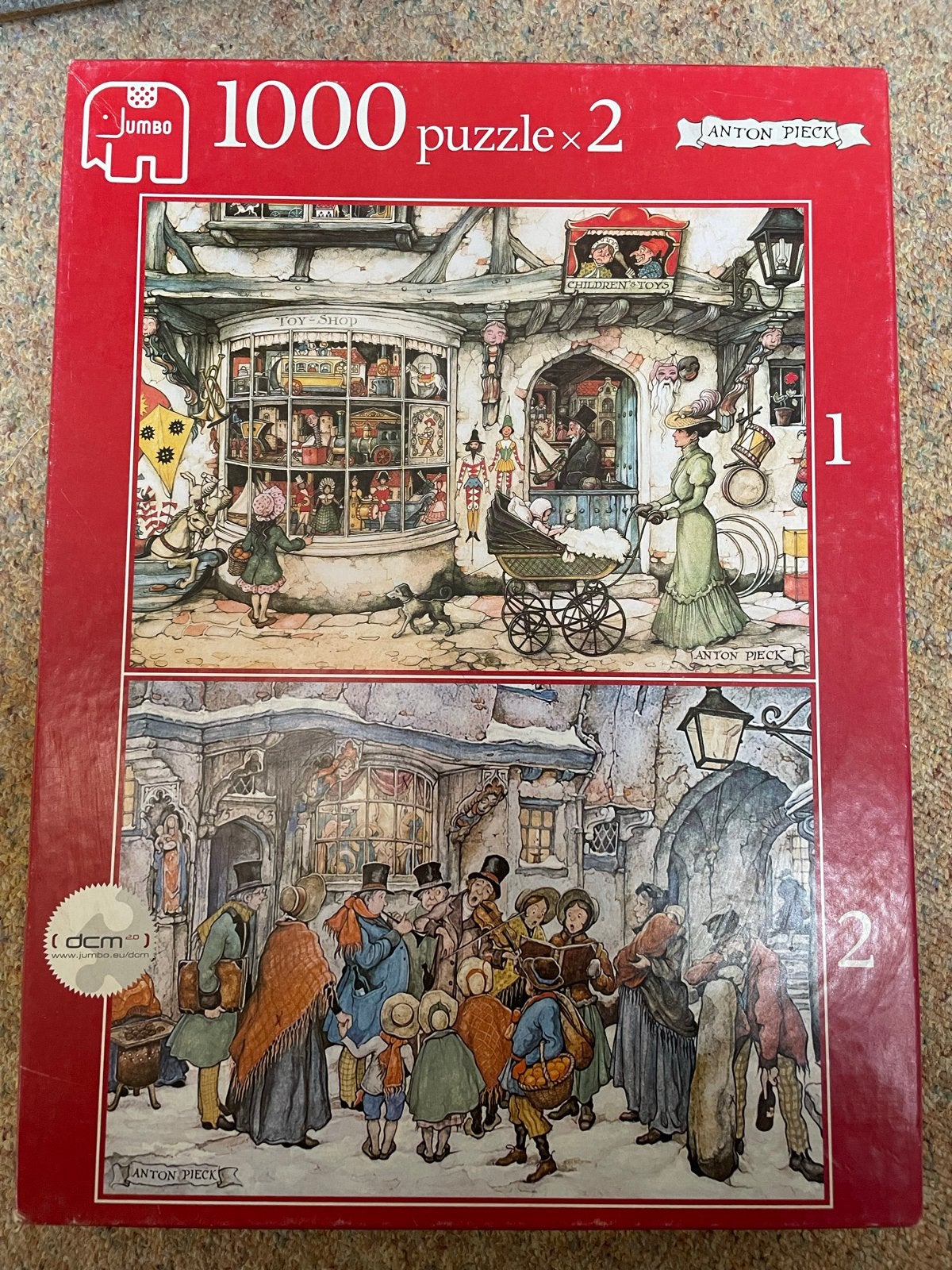 Jumbo Anton Pieck Legpuzzel 2x1000 stukjes, Ophalen of Verzenden, 500 t/m 1500 stukjes, Gebruikt, Legpuzzel