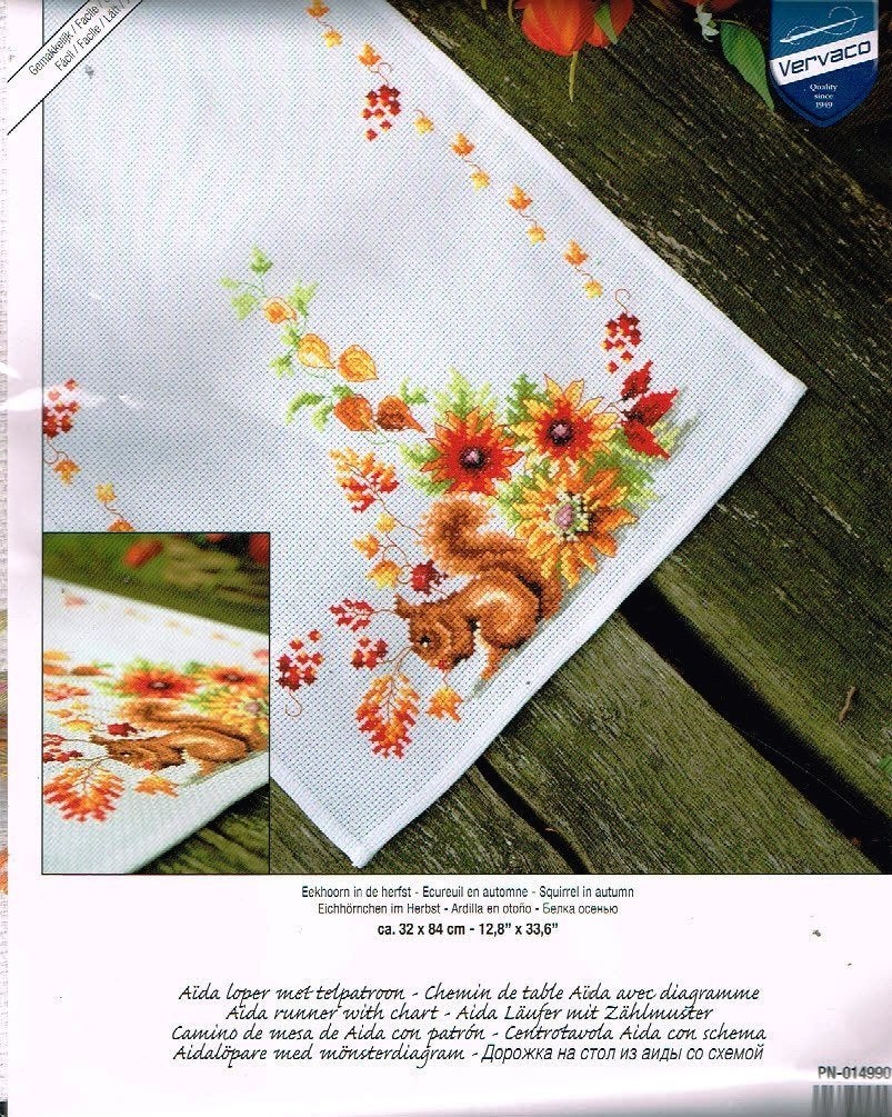 Cado vervaco borduurpakket loper, eekhoorn in de herfst, Ophalen of Verzenden, Nieuw, Handborduren, Borduurpakket