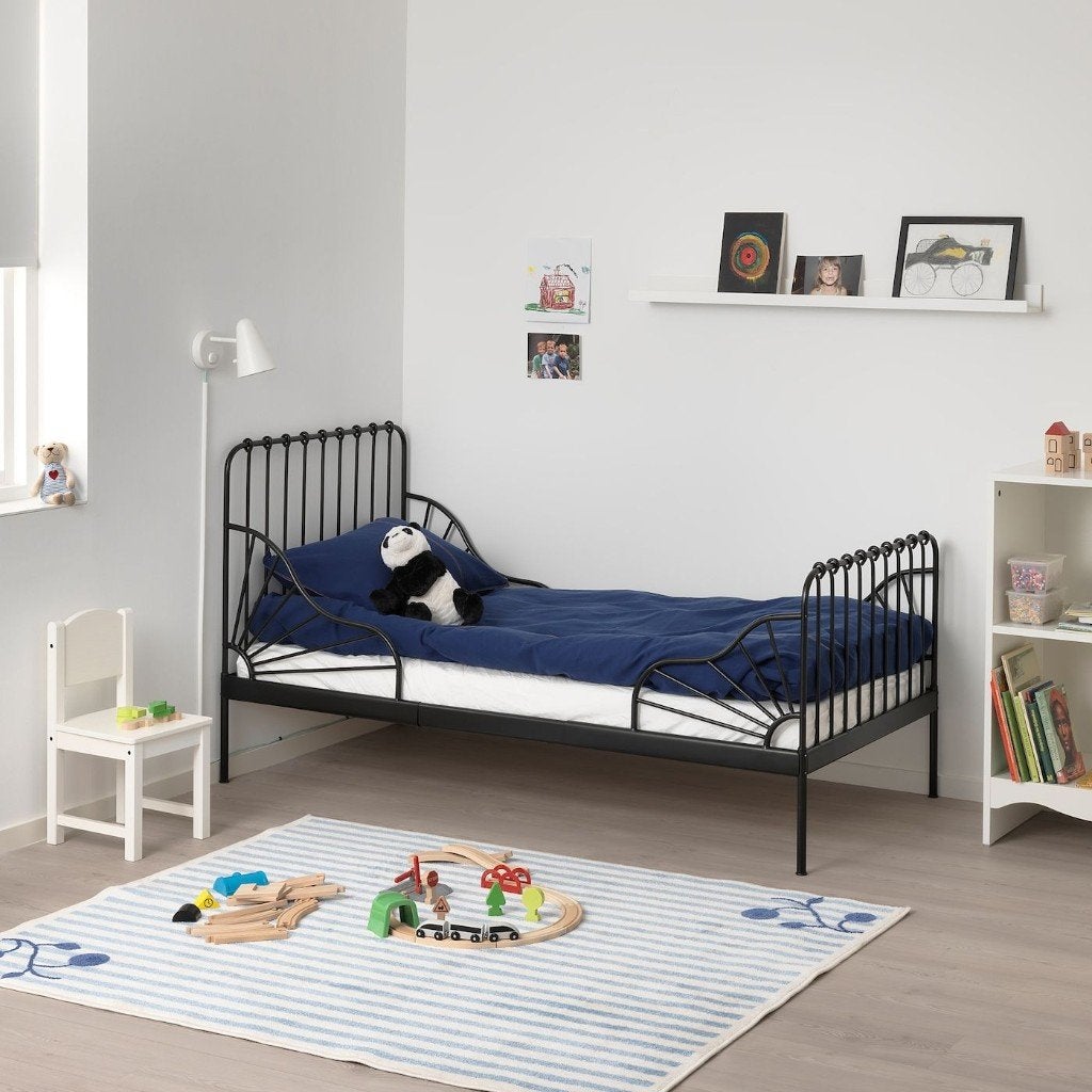 IKEA MINNEN meegroeibed zwart 80x200 met matras, Ophalen, Gebruikt, 70 tot 85 cm, Matras