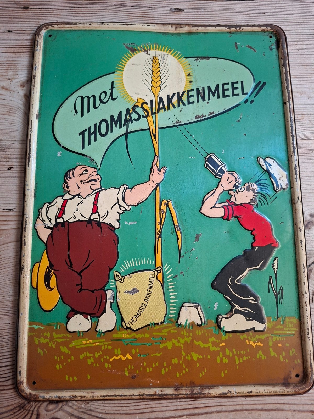 Vintage Thomasslakkenmeel blikken reclamebord, Ophalen of Verzenden, Gebruikt, Reclamebord