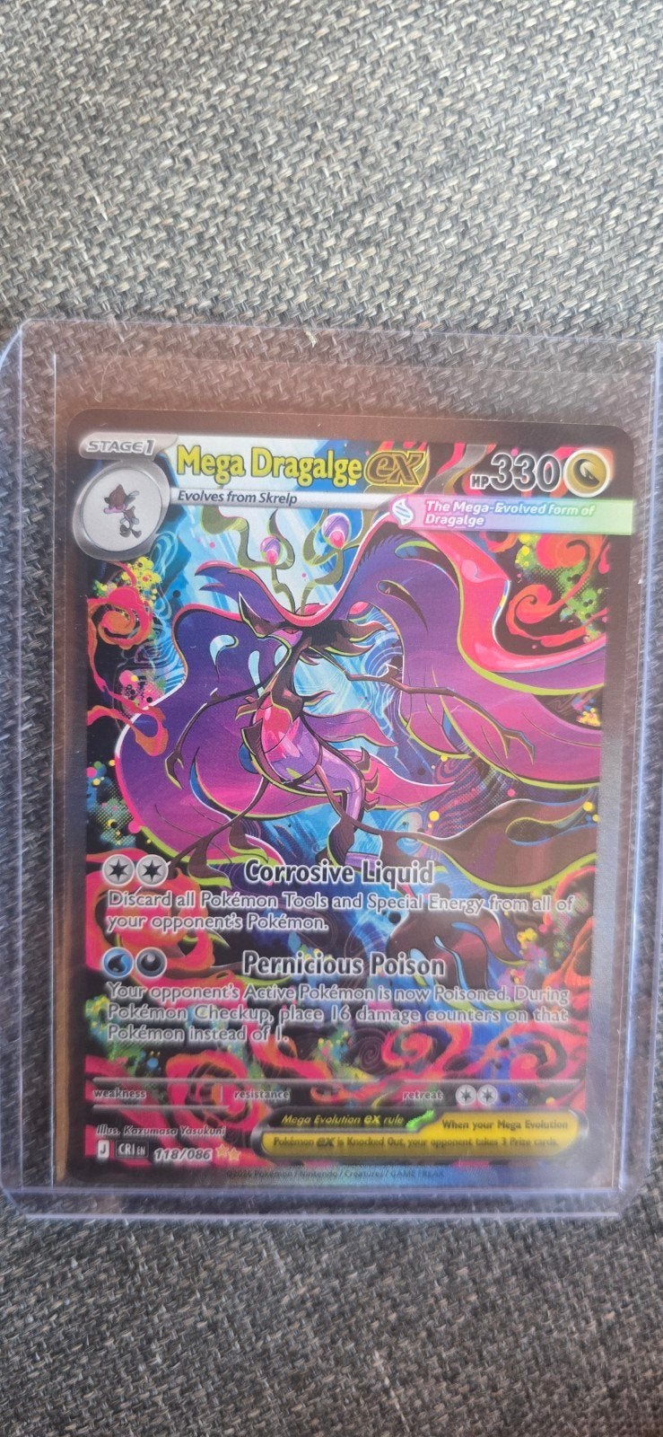 Mega Dragalge EX 118/086 Pokémon Kaart chaos rising, Ophalen of Verzenden, Zo goed als nieuw, Losse kaart, Foil