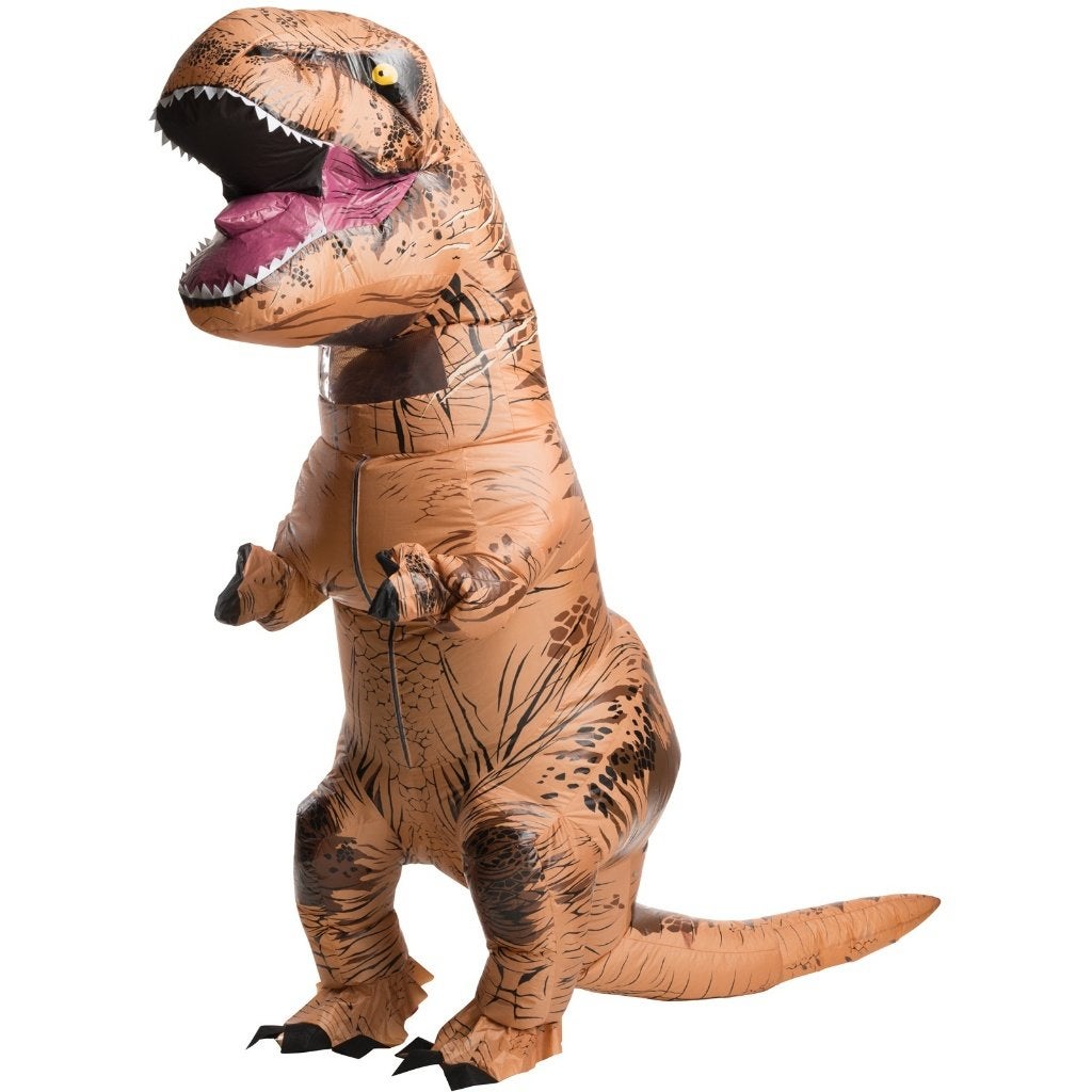 Opblaaspak T-Rex Kostuum Bruin Opblaas Pak Rits Defect, Ophalen of Verzenden, Zo goed als nieuw, Overige maten, Kleding