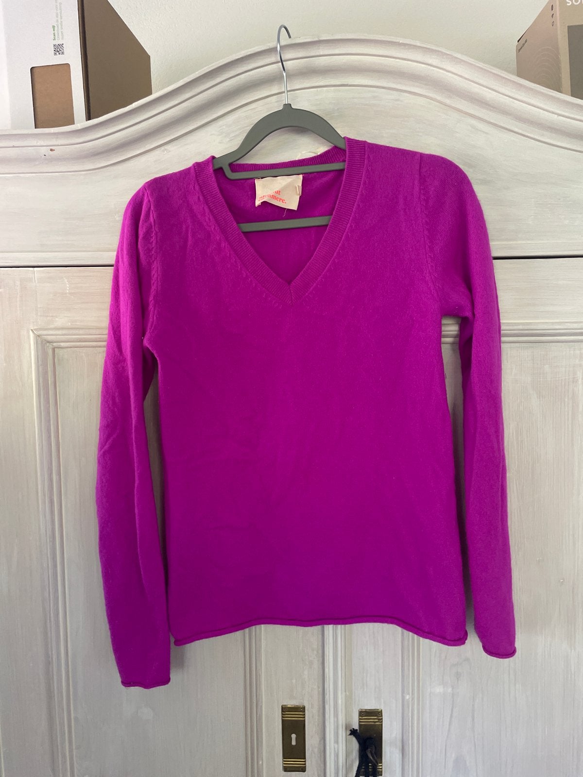 Absolut Cashmere trui fuchsia V-hals maat S, Ophalen of Verzenden, Zo goed als nieuw, Maat 36 (S), Roze