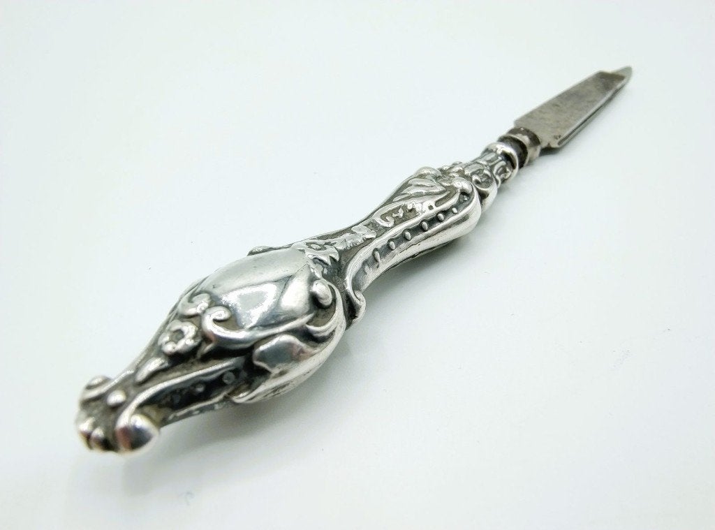Nagelvijl met zilveren heft, E.S. Barnsley & Co, Birmingham,, Verzenden, Zilver