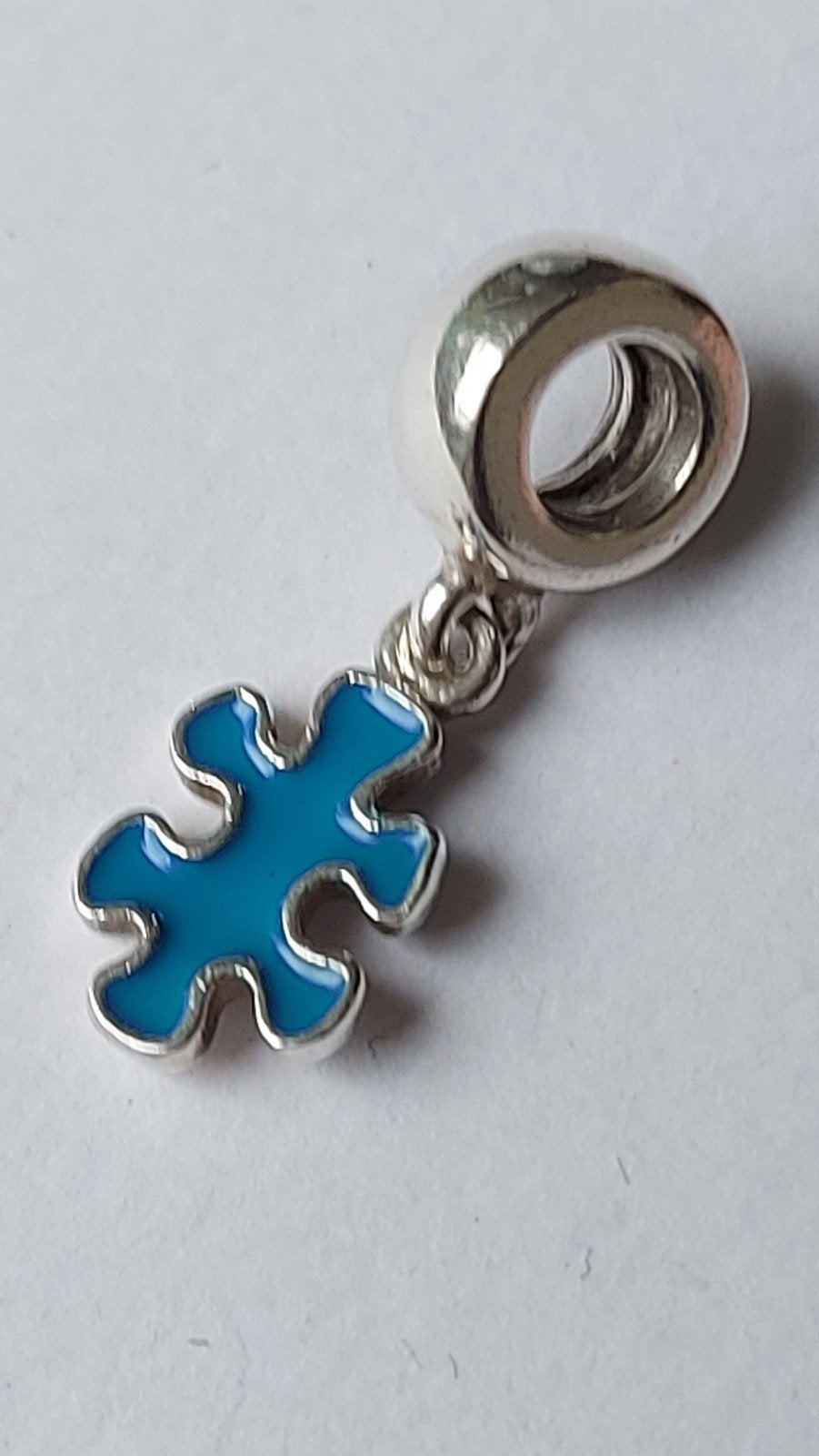 ZELDZAME originele Pandora bedel 790486EN01 puzzelstuk blauw, Ophalen of Verzenden, Nieuw, Zilver, Pandora